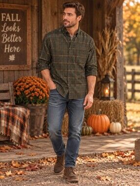 croft & barrow Olive Plaid Button-Down Shirt